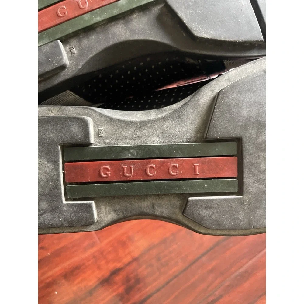 Gucci Sport Square Toe Strap Shoes Black Grey Leather Canvas Tom Ford Mens 9.5